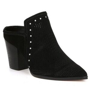 Gibson Latimer Nora Black Suede Studded Pointed Toe 3" Heel Mules 8.5